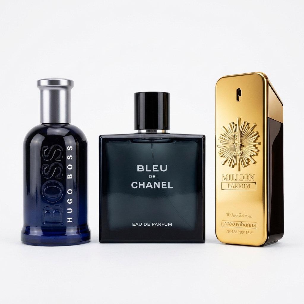 Zestaw 3 Perfum | Bleu de Chanel, 1 Million Paco Rabanne, Hugo Boss Bottled Night – 100ml